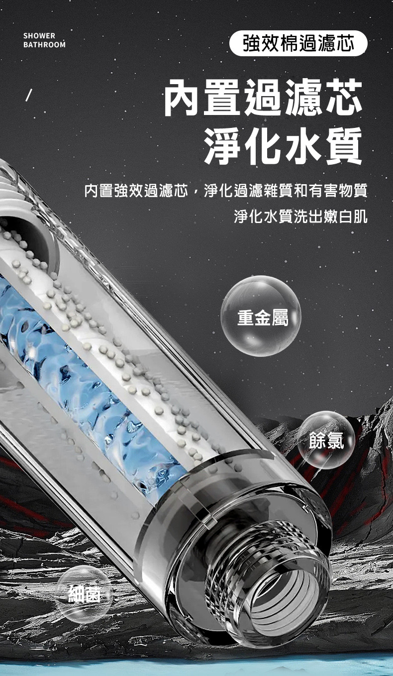 5檔增壓過濾按摩蓮蓬頭(贈支架)