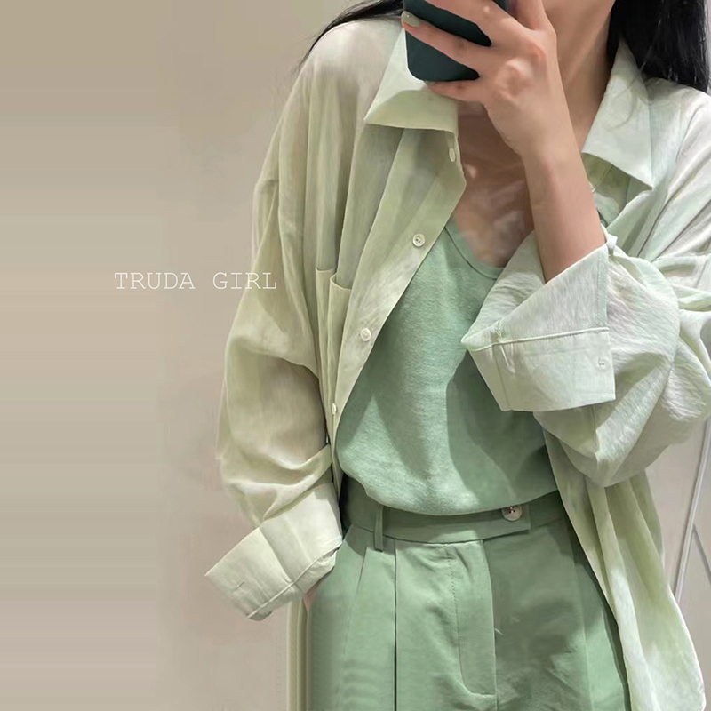 韓系清新透氣輕薄襯衫背心兩件式套裝 9色 春夏百搭款