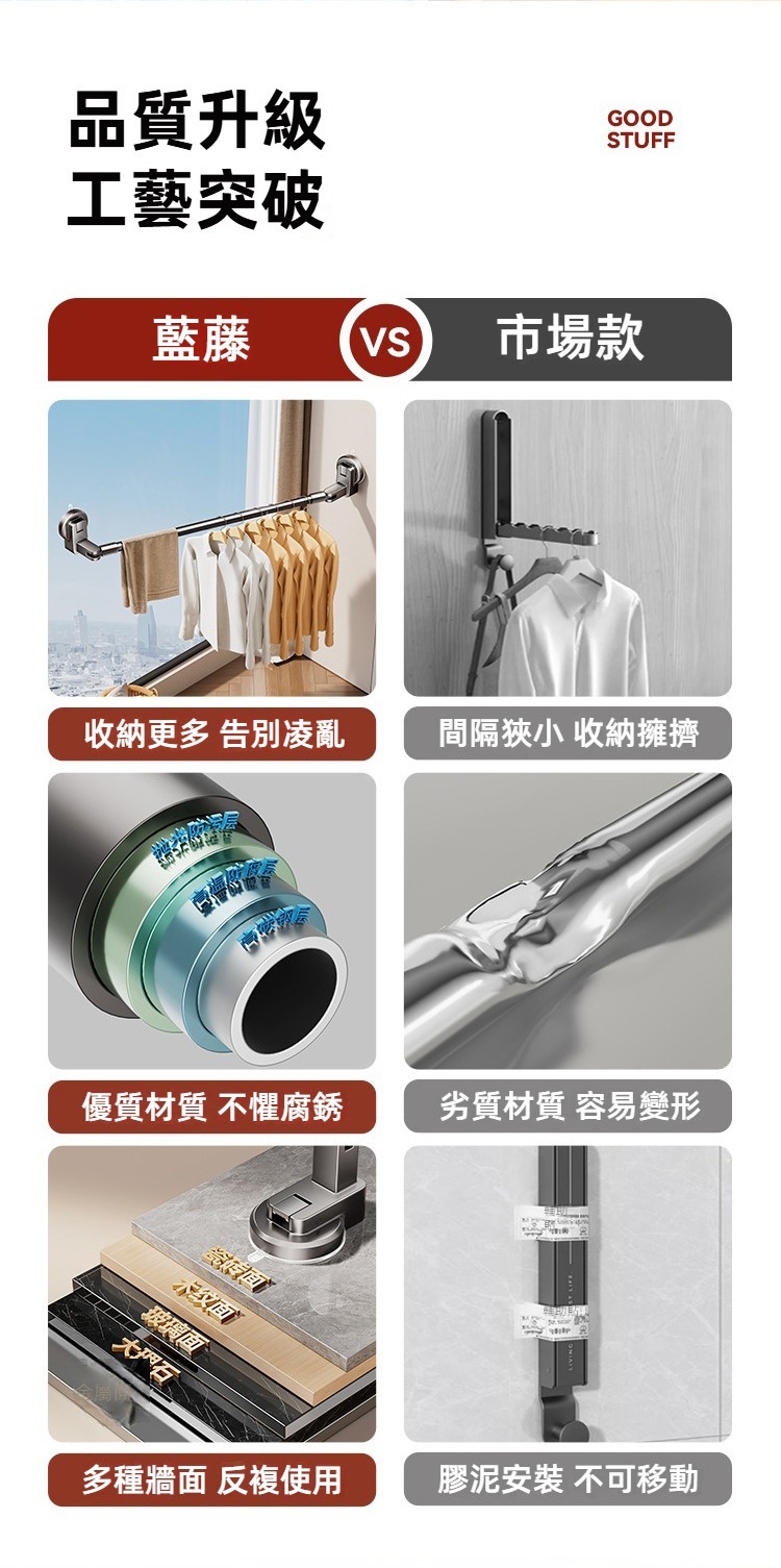 免打孔伸縮曬衣桿(短款/中長款/長款) 晾衣桿 衣架 曬衣架 晾衣桿 伸縮衣架