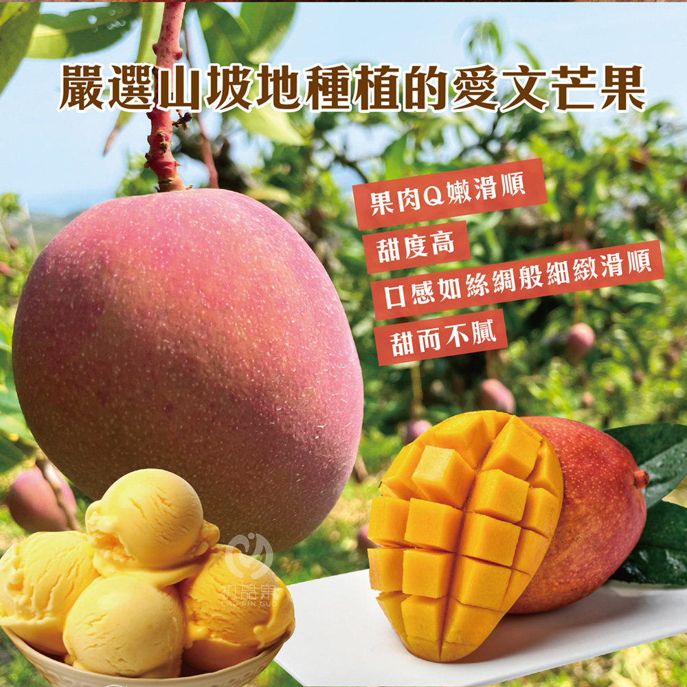 【初品果x山夏】枋山愛文芒果冰淇淋80g 含果率80% 無添加香料防腐劑