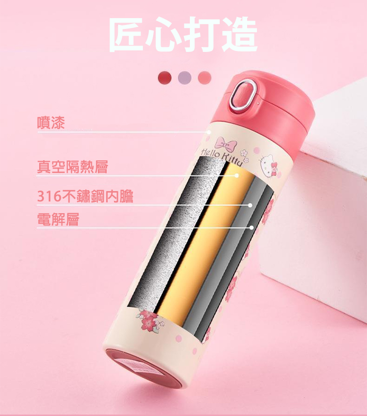三麗鷗 X 迪士尼 卡通明星大容量不鏽鋼保溫水壺套組 雙杯蓋水壺 兒童水壺
