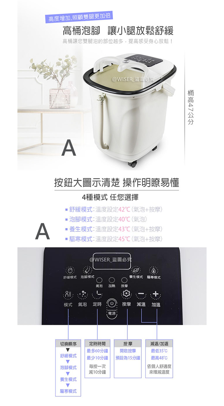 【勳風】觸控式電動滾輪足浴機(HF-G6018/HF-G6688)
