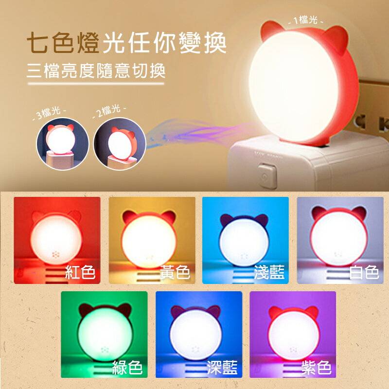 萌貓可愛語音聲控夜燈 小夜燈 