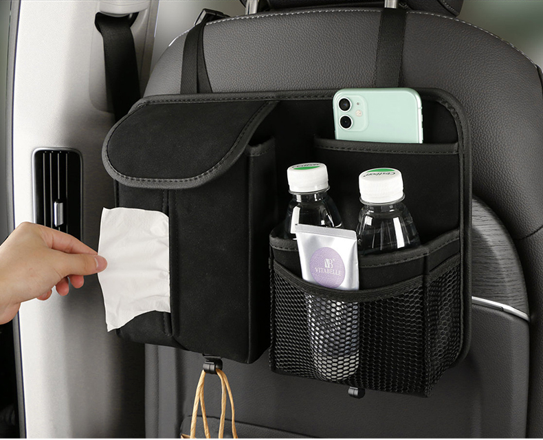 汽車羊巴皮椅背收納袋