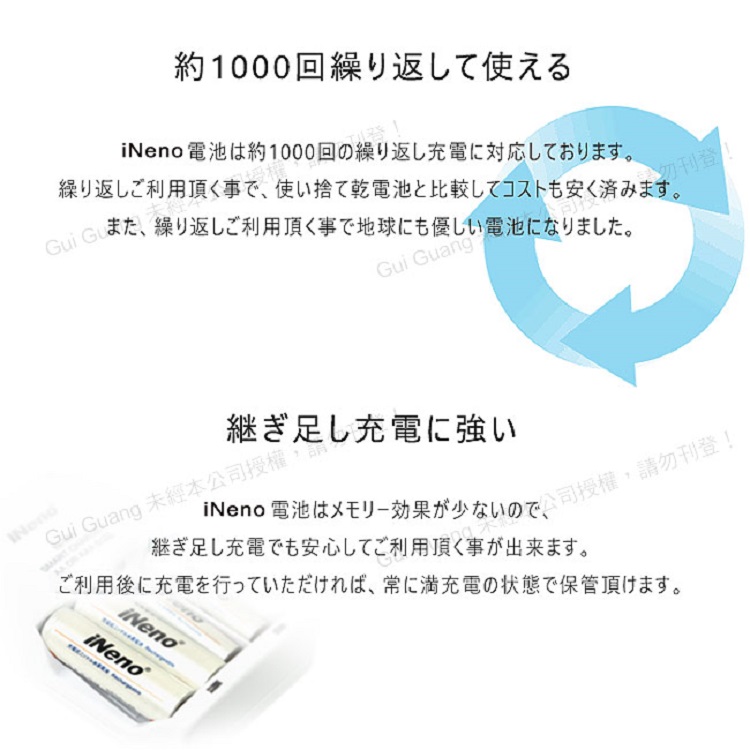 【iNeno】低自放充電電池 充電電池 電池 2500mAh 3號/4號