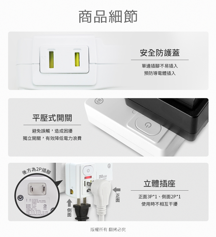 【aibo】高溫斷電多功能插座 平壓式1開2插 氮化鎵 壁插 USB 快充 插頭