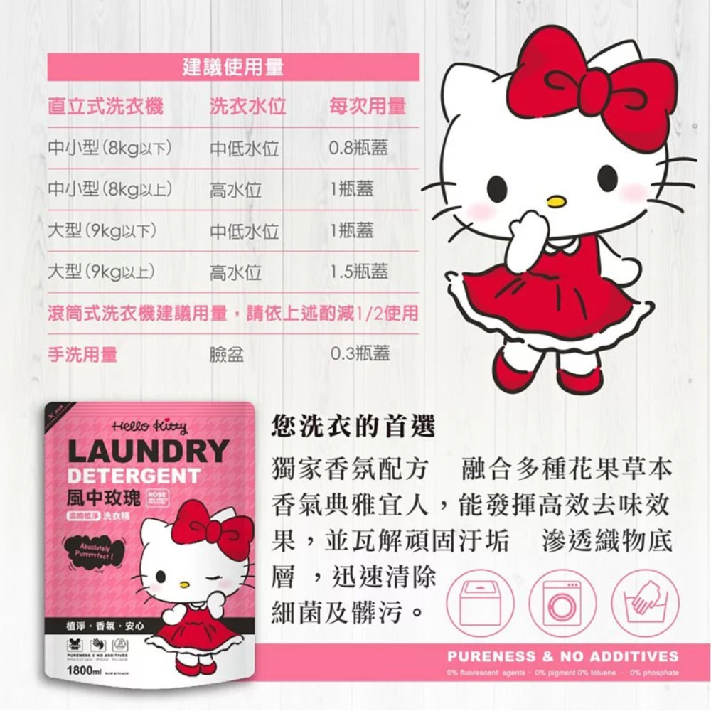 【HELLO KITTY】風中玫瑰洗衣精(8包/組)