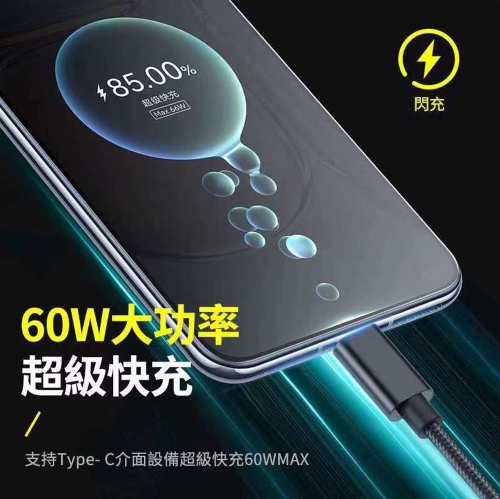 【CITY BOSS】TypeC 1對3 PD快速閃充線三合一線