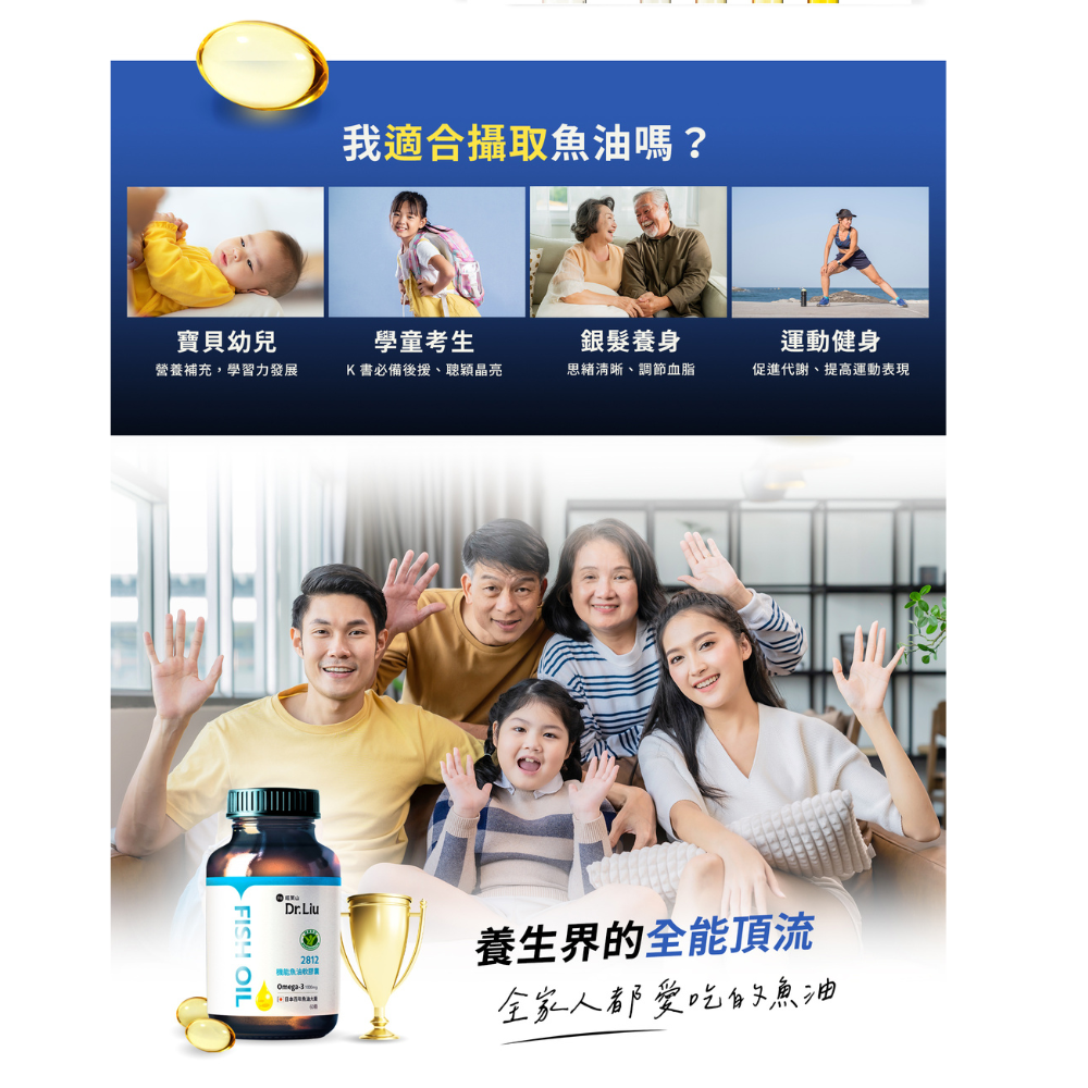 【旺萊山Dr.liu】機能魚油軟膠囊(60顆/盒) TG型 Omega DHA