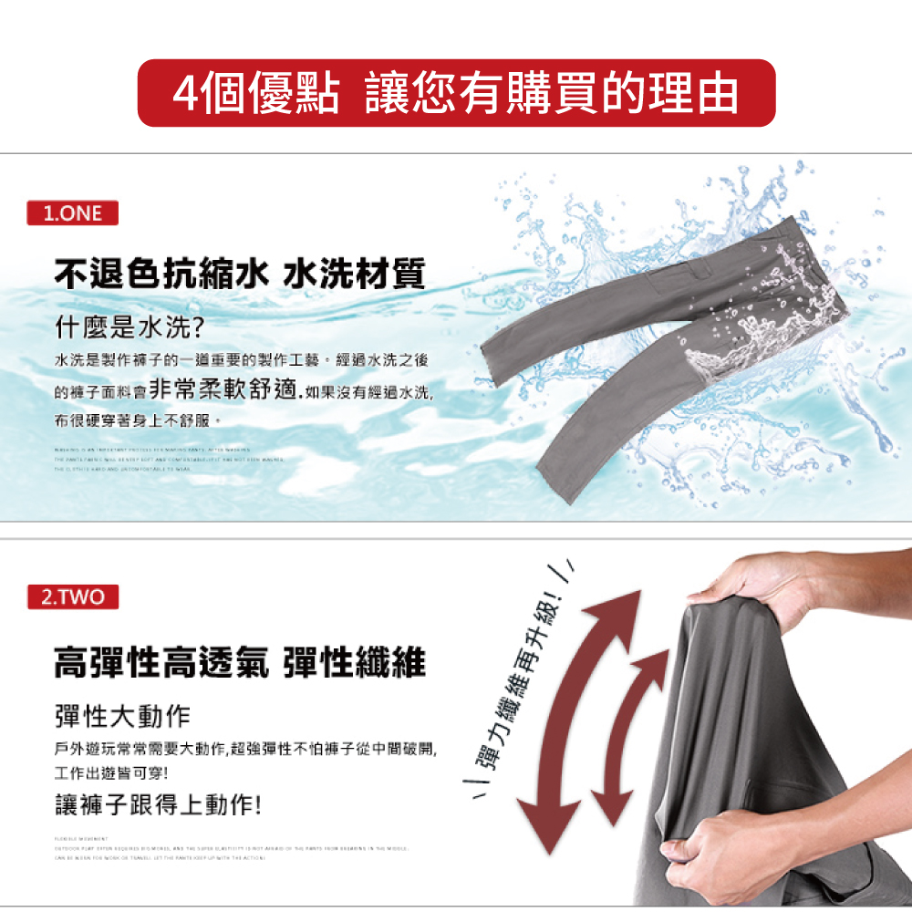 美式超彈性休閒長褲 透氣不悶工裝褲 工作褲 口袋褲 彈性褲 M-5L