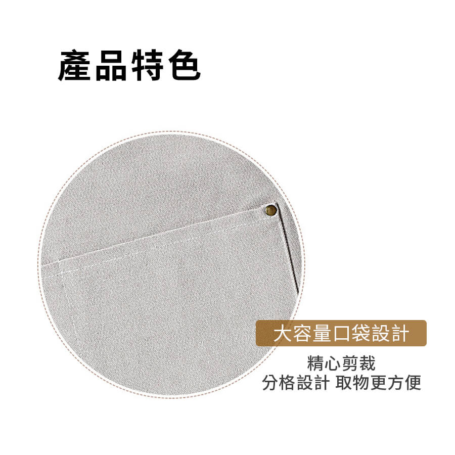 日式職人工業風牛仔帆布工作圍裙 (黑色/灰色/駝色)