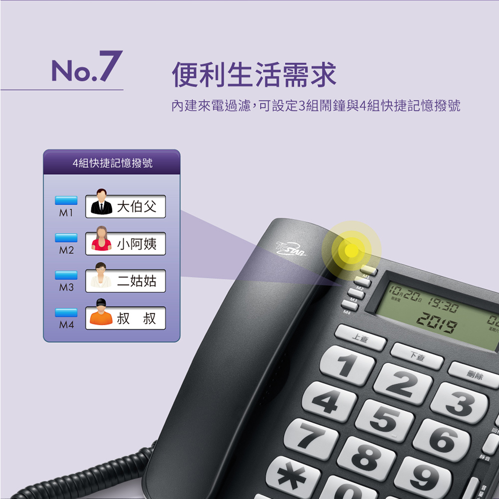 【TCSTAR】雙制式來電顯示大字鍵有線電話 TCT-PH200