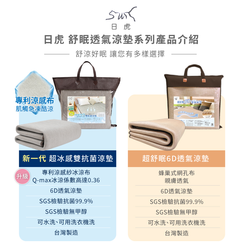 【日虎】台灣製24小時超冰感雙抗菌涼墊 涼感床墊 睡墊