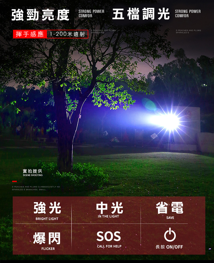 感應式五段切換爆亮頭燈