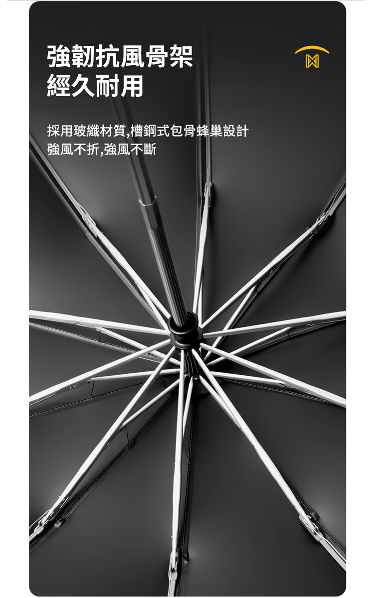 全自動黑膠環扣夜間反光反向傘5色