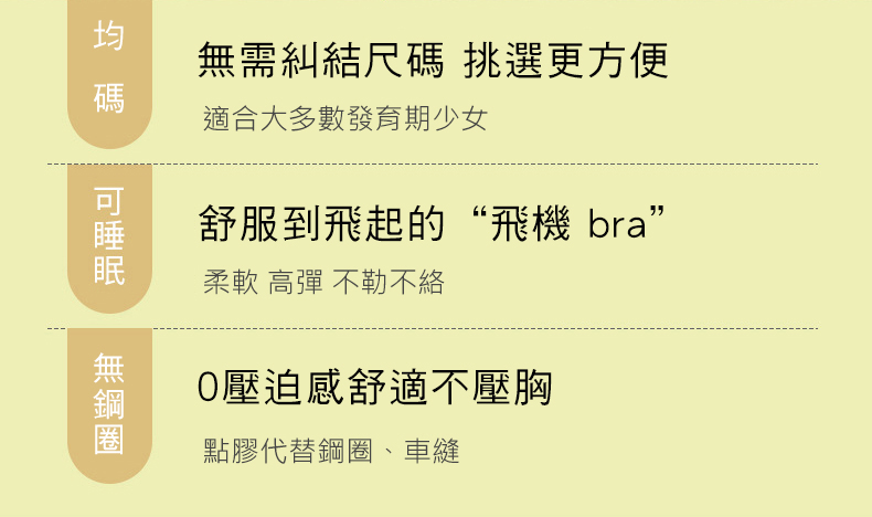 成長型少女無鋼圈乳膠無痕內衣(6入組)