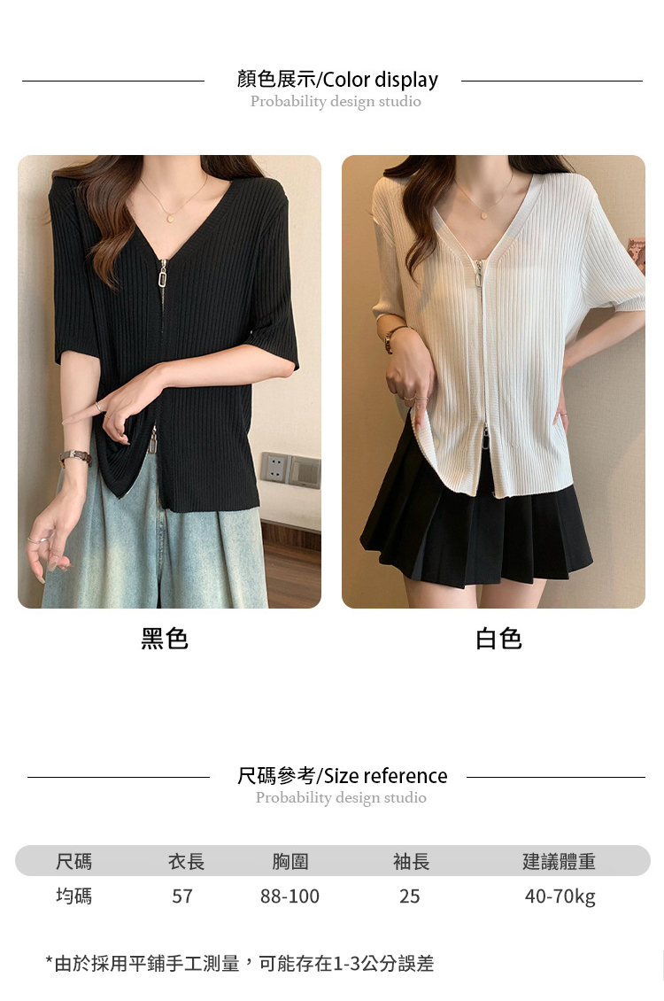 夏季針織女款短袖/V領衣/小香風金邊針織衫/V領拉鍊針織衣