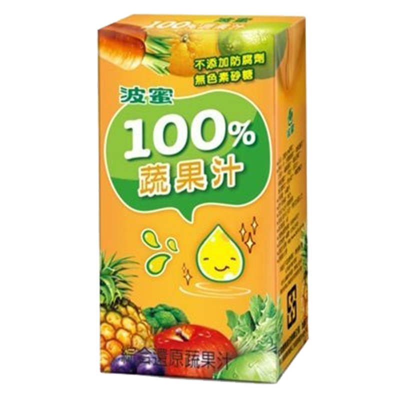 【波蜜】一日蔬果100%蔬果汁系列-160ml 葡萄蔬果/蘋果柳橙/水蜜桃蘋果