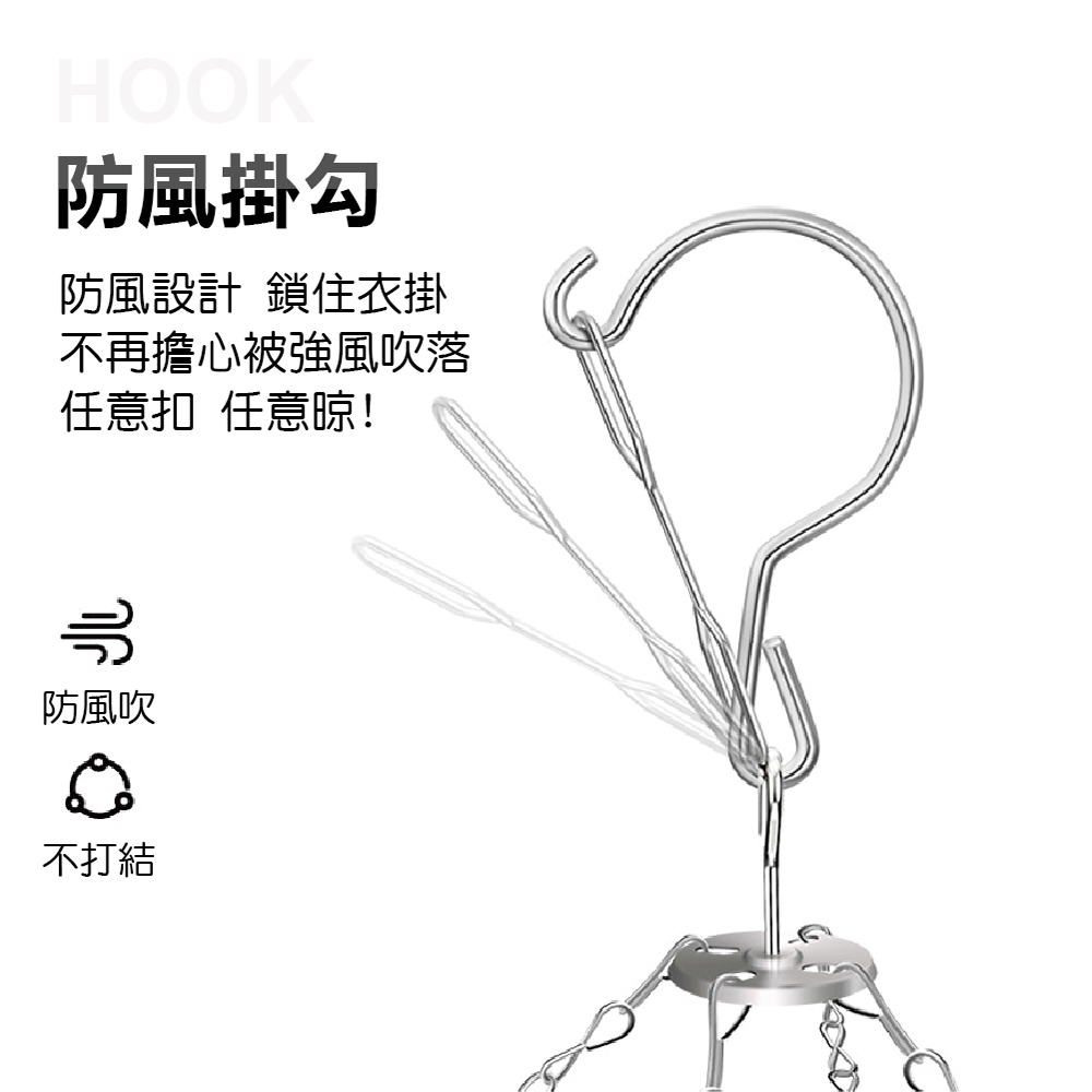 方形20夾不鏽鋼防風曬衣架 20入