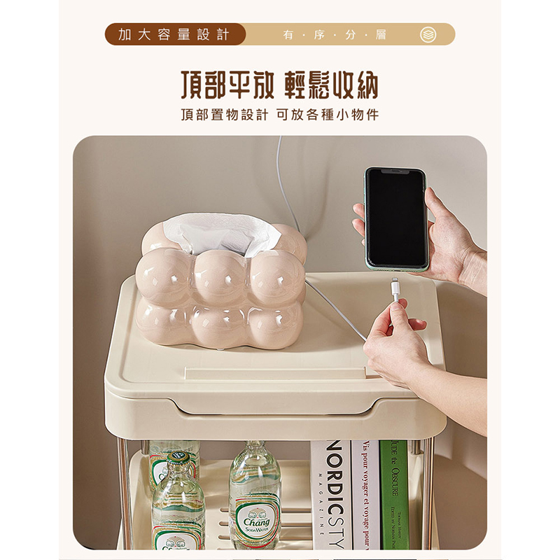 多功能三層附輪推車收納置物架(收納架 置物架 層架 推車) 