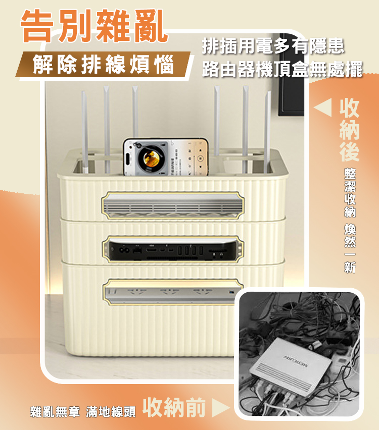 電鍍多層大容量路由器電線收納盒