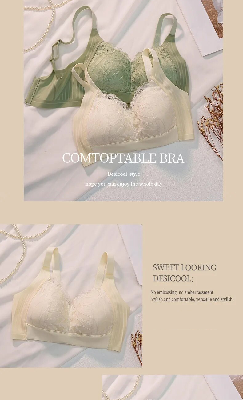 全罩杯果凍三明治薄款蕾絲無鋼圈內衣  M-3XL 3色可選