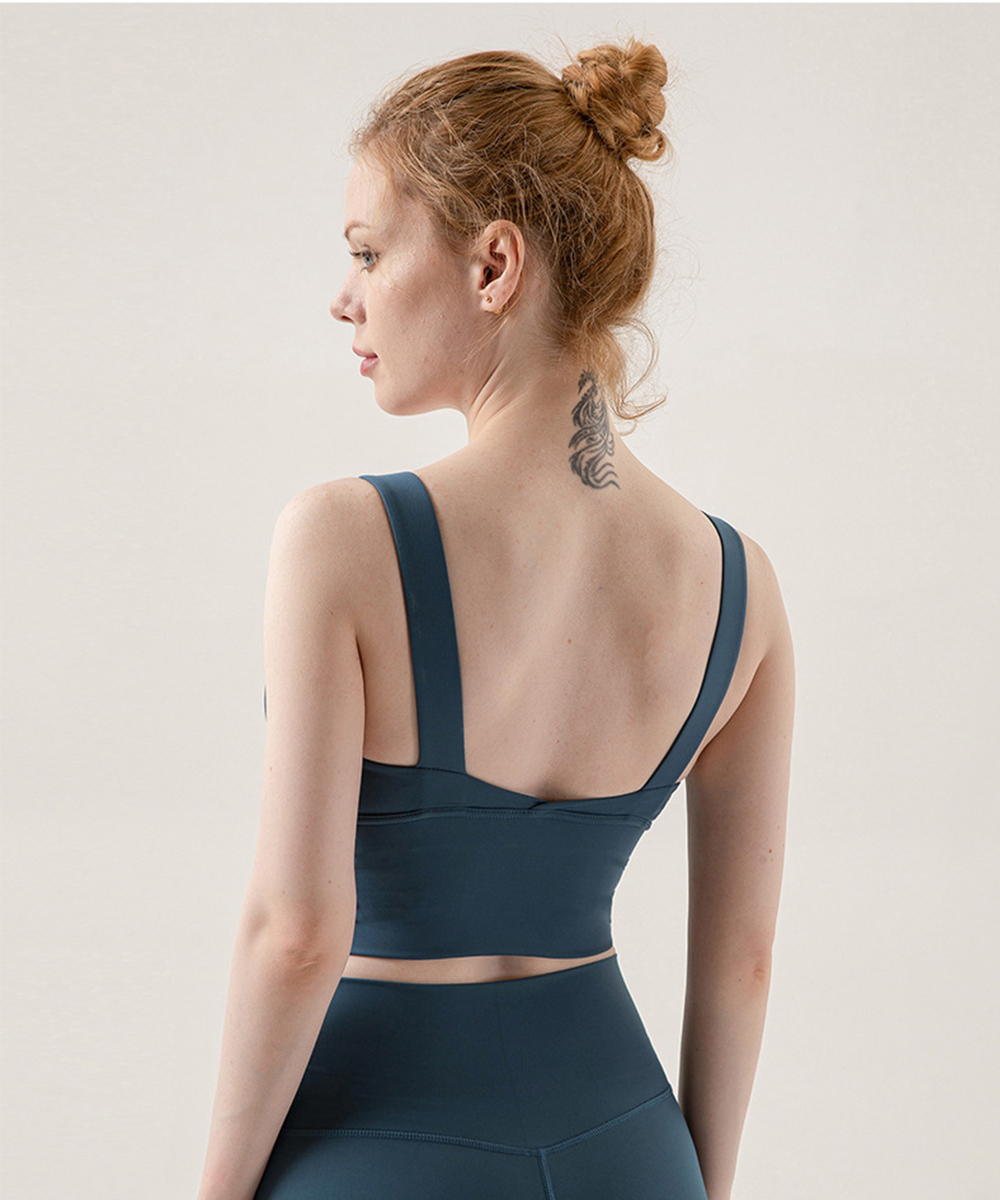 高密度防震集中透氣V領寬肩瑜珈運動內衣 S-XL