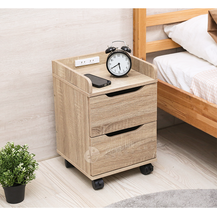 MIT小巧雙抽活動床邊收納櫃 置物櫃 櫃子 抽屜櫃 活動櫃 床邊櫃 床頭櫃