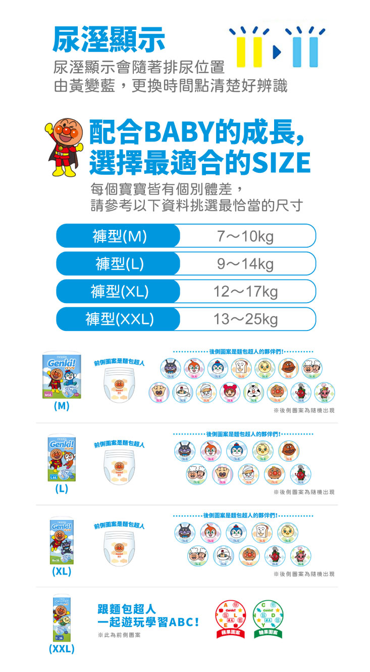 Genki王子麵包超人紙尿褲 褲型/拉拉褲