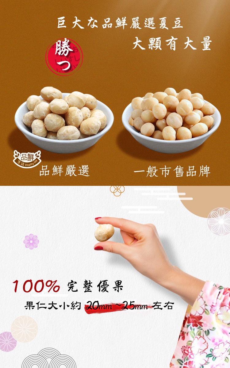 【品鮮生活】2倍大XL夏威夷豆任選100g 原味／蜂蜜／起司／蜜汁／楓糖／麻辣