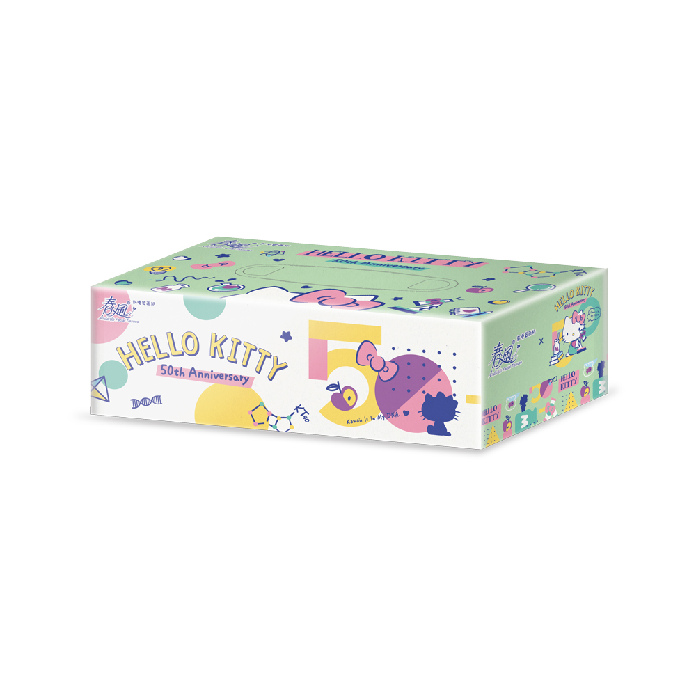 【春風】Hello Kitty 50週年盒裝面紙(150抽x5盒x10串/箱)