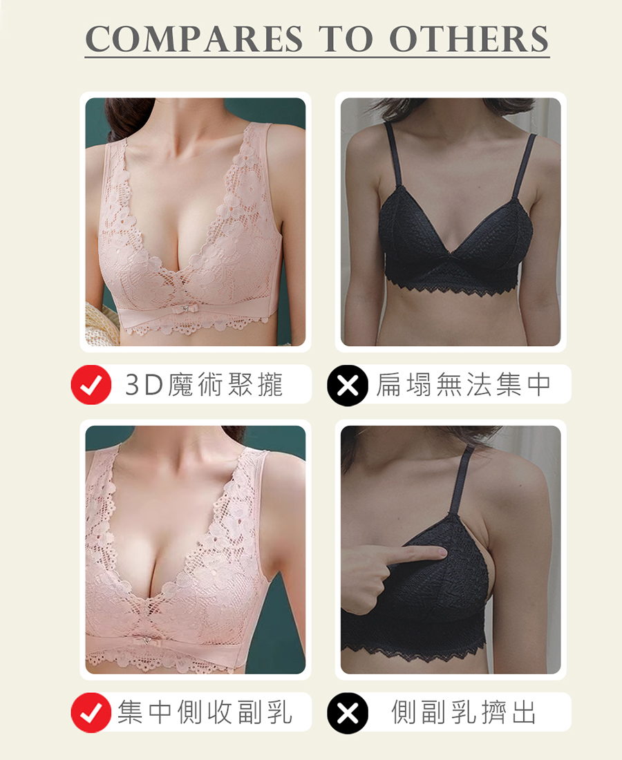 集中花朵包覆乳膠無鋼圈內衣 3色 M-XL