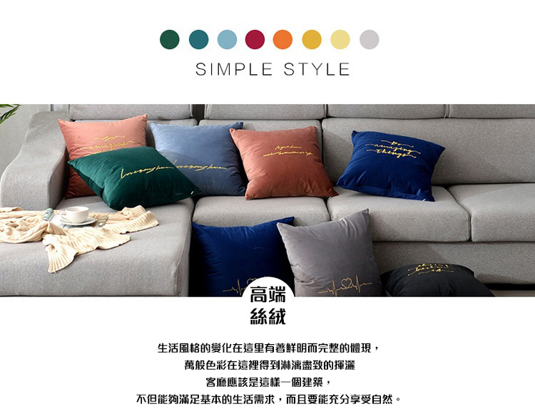 北歐絲絨刺繡印花抱枕