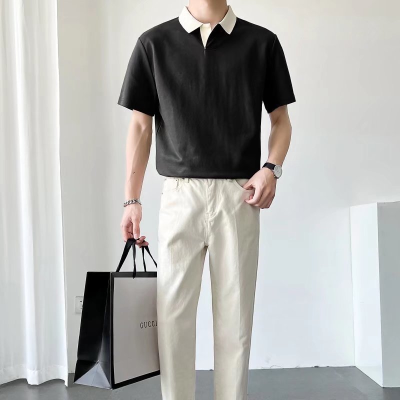 型男透氣舒適百搭網眼冰絲polo衫短袖上衣 3色 M-4XL 