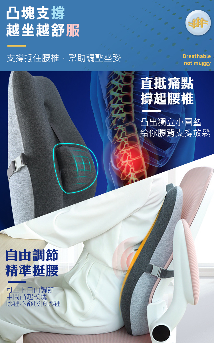 【WIDE VIEW】透氣記憶棉腰靠枕墊(MJ6292)