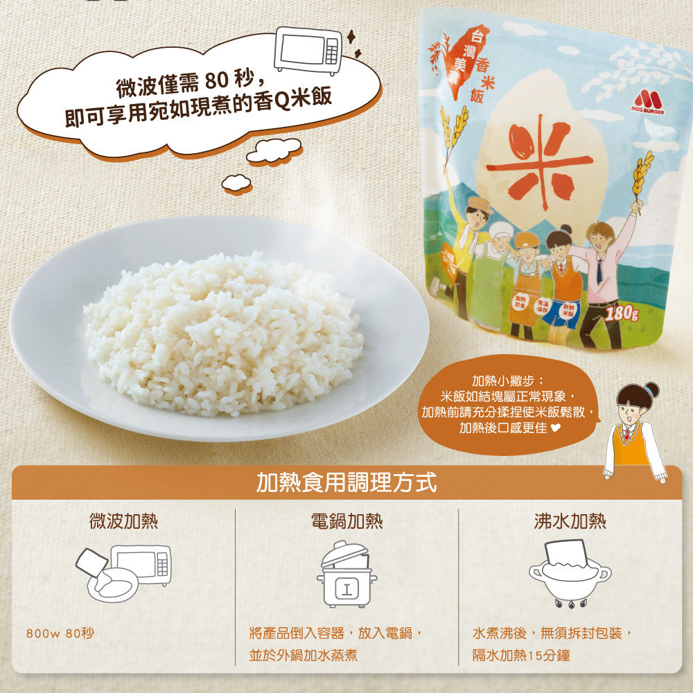 【MOS摩斯漢堡】米達人美濃香米飯180g 指定方案贈雙人提袋 147香米