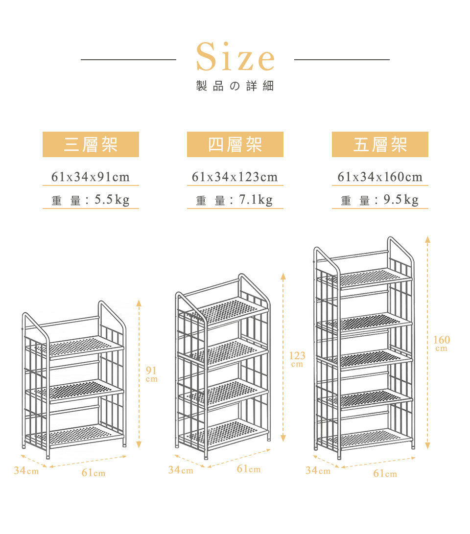 【AAA】MIT大容量鐵藝置物收納層架 3層/4層/5層 兩側護欄