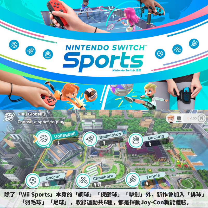 【Nintendo任天堂】Switch Sports 運動+運動配件套裝組+遊戲