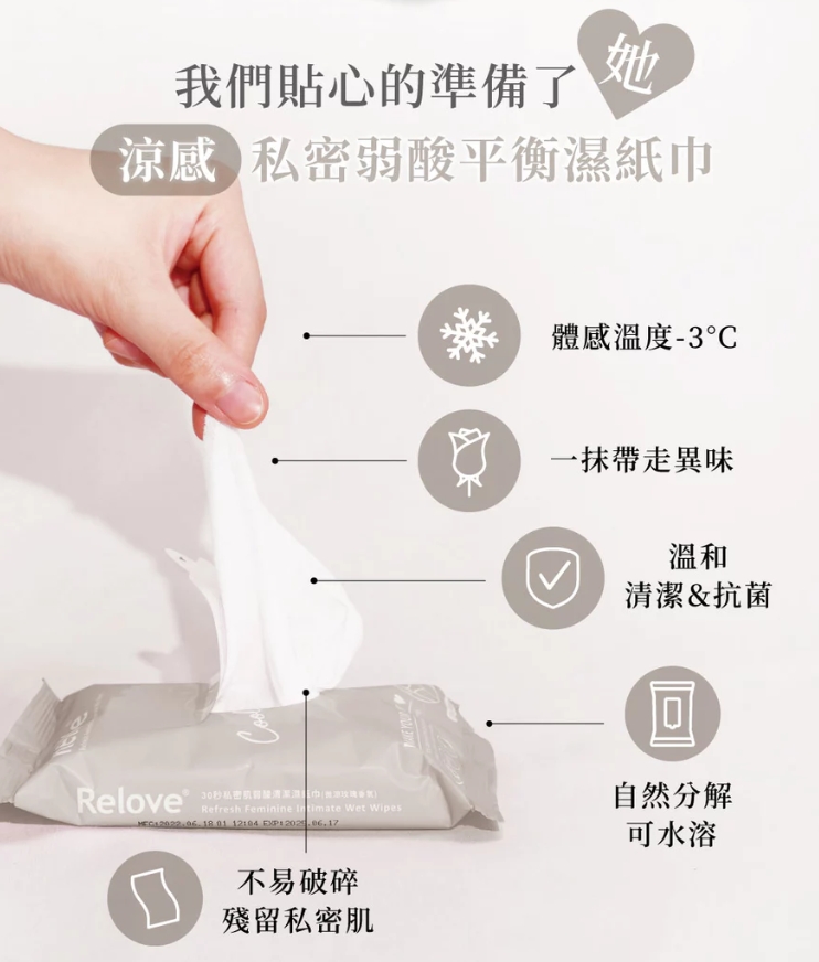 【Relove】私密清潔組-30秒私密肌濕紙巾+緊依偎水潤精華