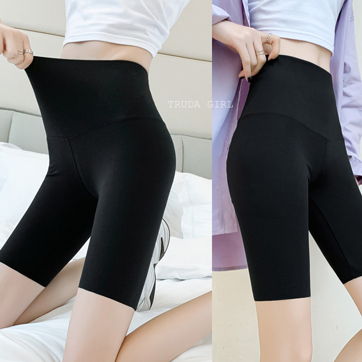 韓系高腰收腹顯瘦修身高彈性休閒五分內搭褲 瑜珈褲 