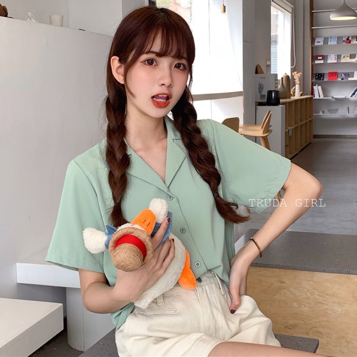 11色絕美版型西裝領寬鬆短袖襯衫 多色任選 修身百搭