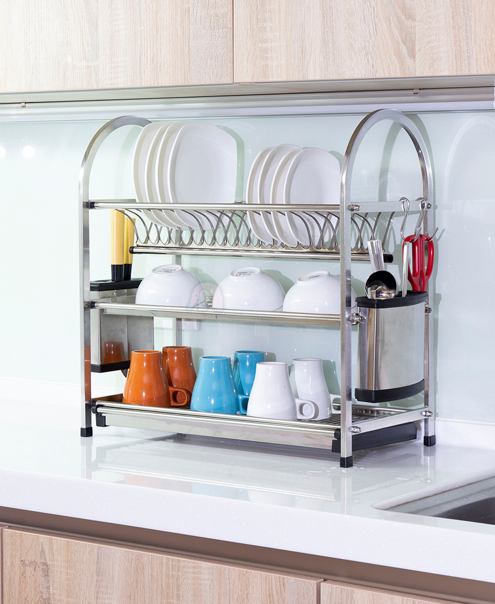 不鏽鋼廚房豪華穩固三層瀝水架