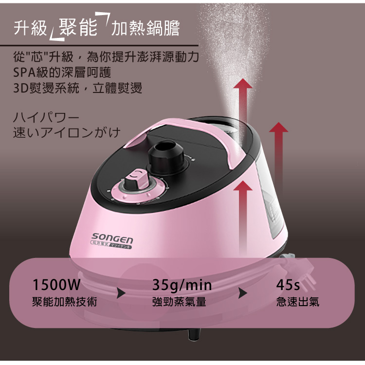 【SONGEN 松井】直立式雙桿蒸氣除蟎掛燙機/電熨斗SG-QY5070 