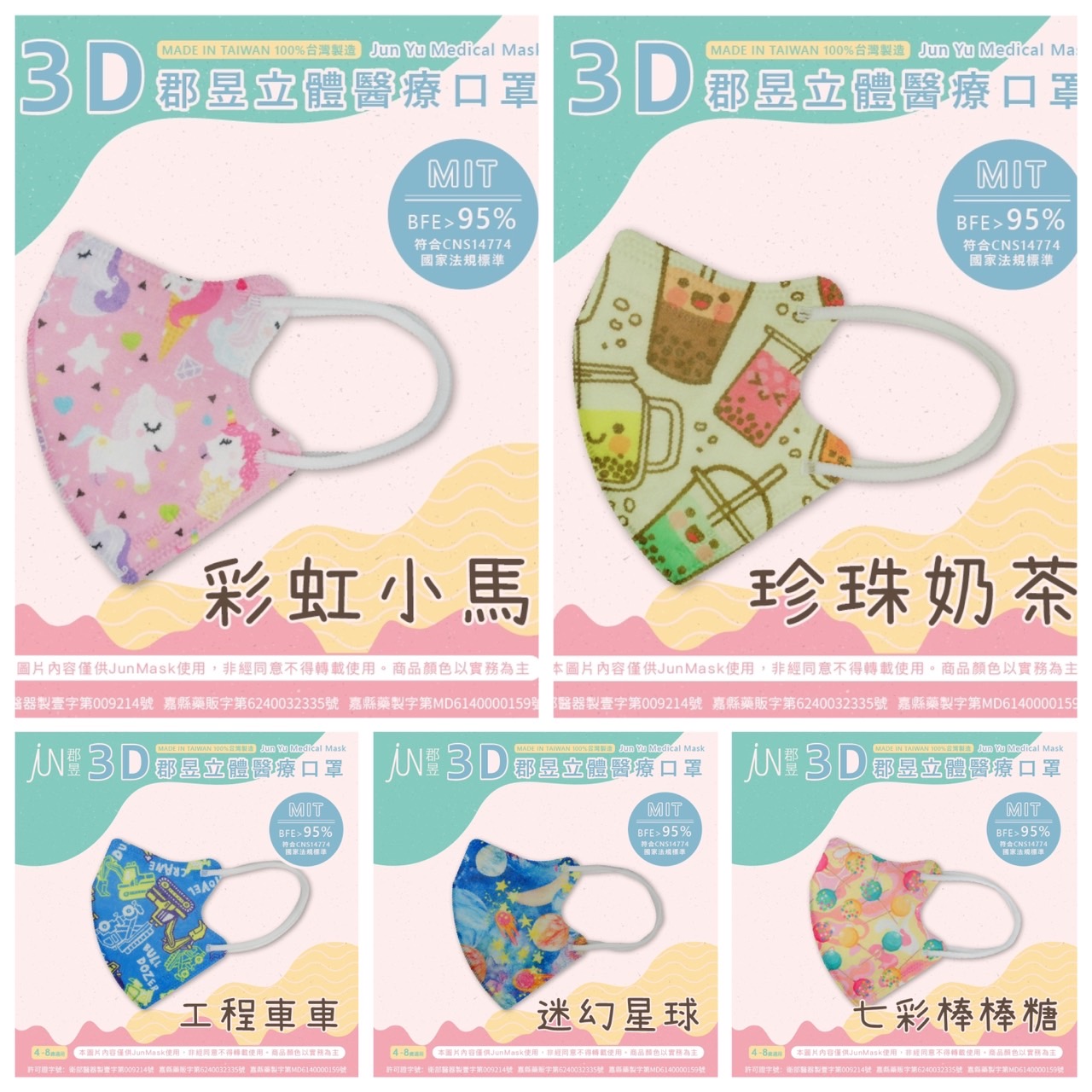 【JunMask郡昱】兒童立體卡通醫療口罩 (30片/盒)