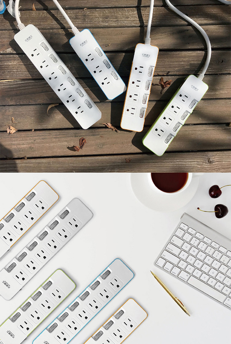 【太星電工】一發連動彩色七開六插電腦線(OCD76306 OCD76309)