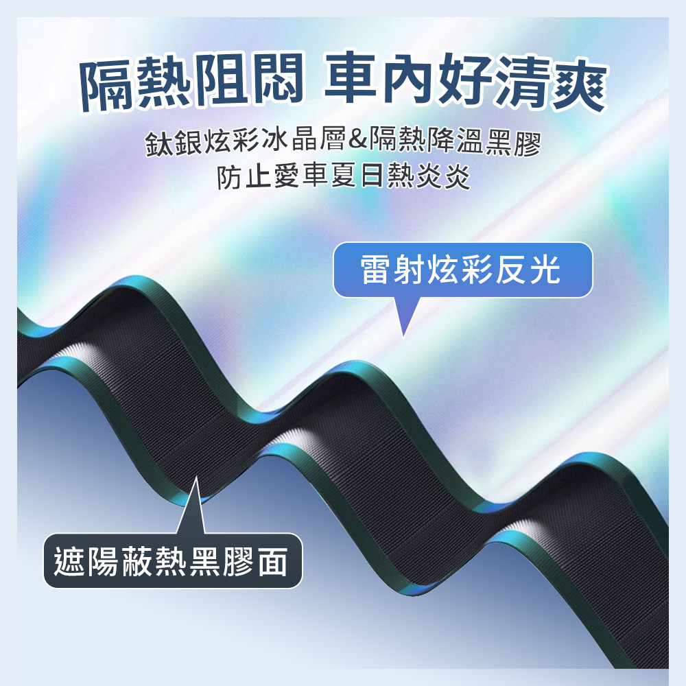 鐳射炫彩冰晶汽車防曬隔熱遮光簾(小款／大款) 車用窗簾 防曬簾 