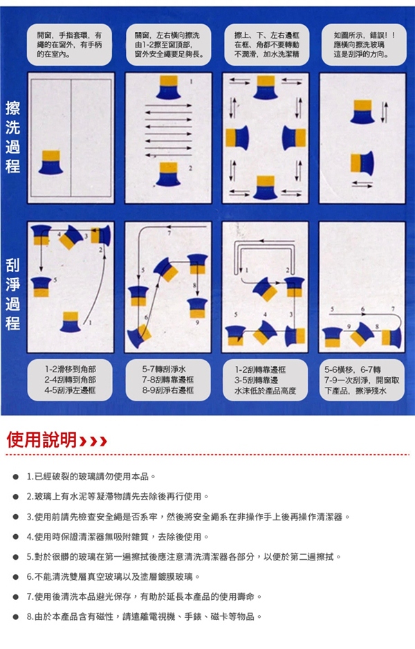 強力雙面磁吸窗戶清潔器 雙面磁力玻璃清潔器 洗窗戶神器 兩面擦 家用保潔工具