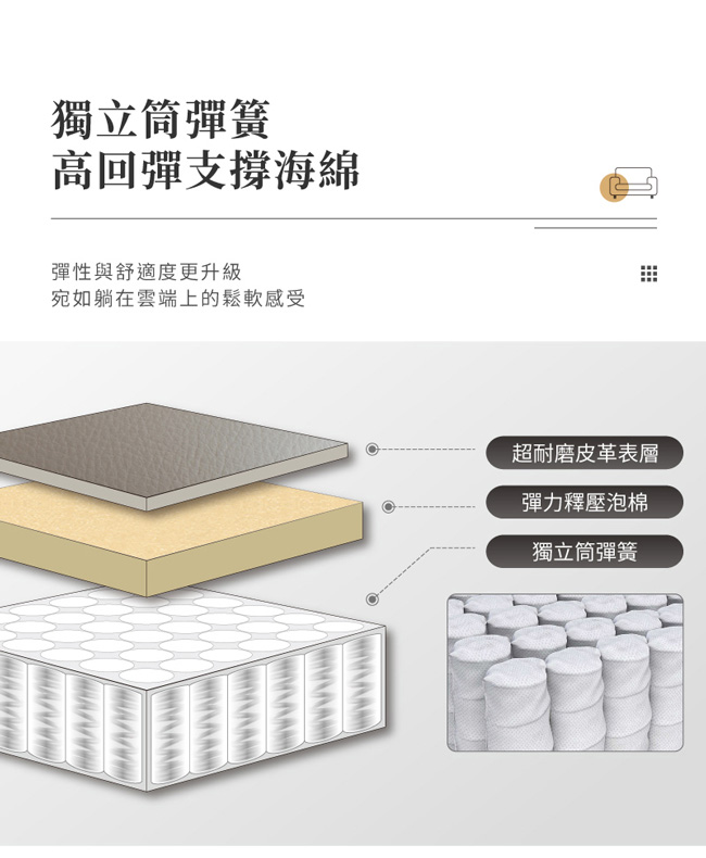 艾森質感雙色皮革沙發組