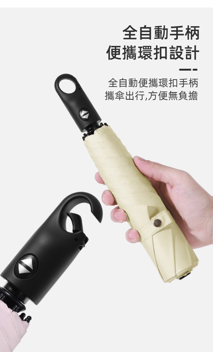 防曬抗UV指環扣輕量黑膠自動晴雨傘 自動傘 雨傘 陽傘 兩用傘