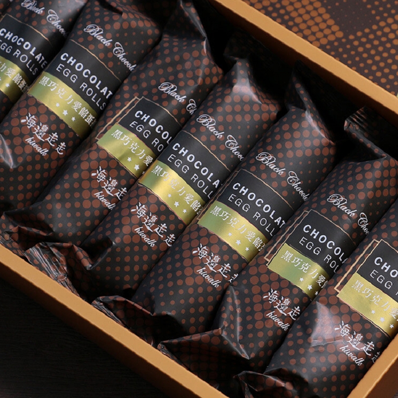【海邊走走】愛餡蛋捲禮盒(8包/盒) 黑巧克力／花生／芝麻 手工爆餡蛋捲第一品牌